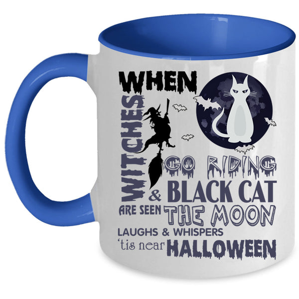 Black Cat Are Seen The Moon Coffee Mug, Witches Go Riding Accent Mug