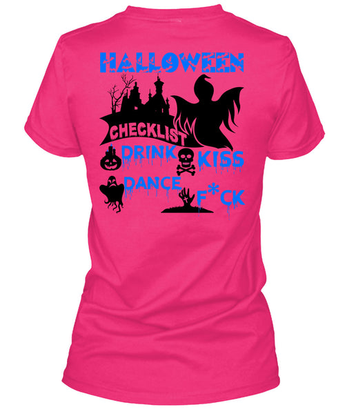 Halloween Checklist Drink Kiss Dance T Shirt, Wait For Halloween T Shirt