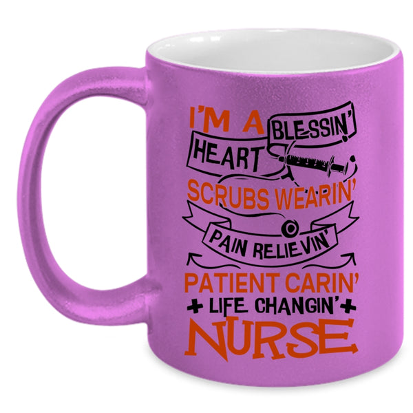 Blessing Heart Scrubs Wearing Coffee Mug, I'm A Nurse Accent Mug