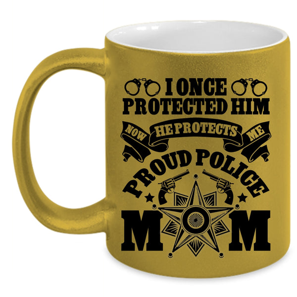 Cool Gift For Mom Coffee Mug, Proud Police Mom Accent Mug
