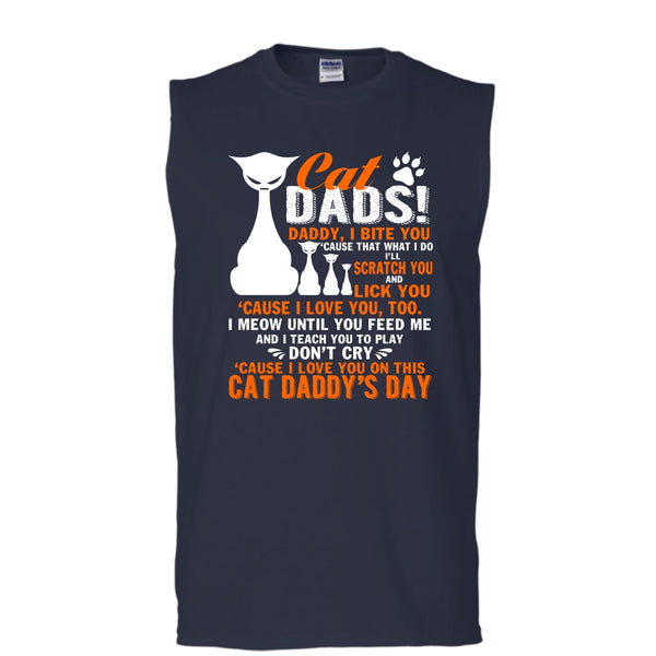 Cat Dads T Shirt, Daddy I Bite You T Shirt, Cool T Shirt (Men's Cotton Sleeveless)