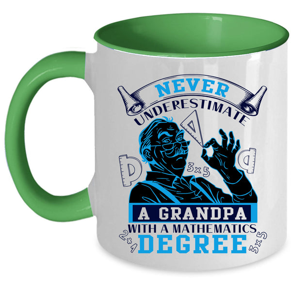 Grandfather Coffee Mug, Grandpa With A Mathematics Degree Accent Mug