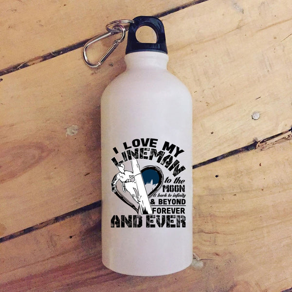 I Love My Lineman To The Moon And Back 20 oz Stainless Steel Bottle,I Love My Lineman Outdoor Sports Water Bottle