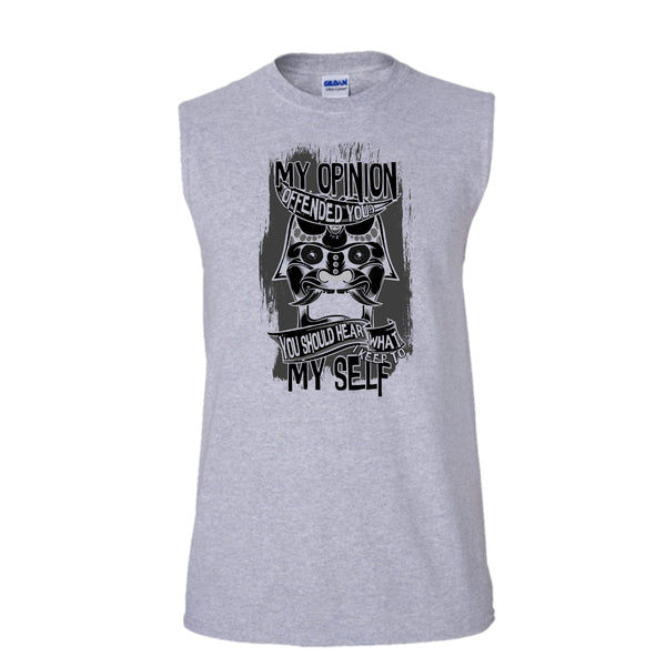 My Opinion Offended You? T Shirt, Coolest Shooter Tank Top (Men's Cotton Sleeveless)