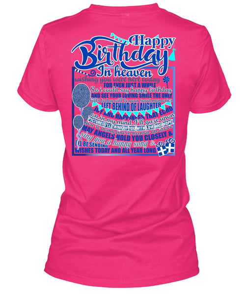 Happy Birthday In Heaven T Shirt, Being A Son T Shirt, Cool Shirt (Ladies LS Heather V-Neck)