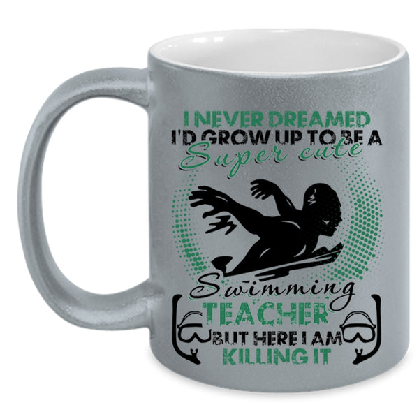 Funny Teacher Coffee Mug, I'd Grow Up To Be A Cute Swimming Teacher Accent Mug