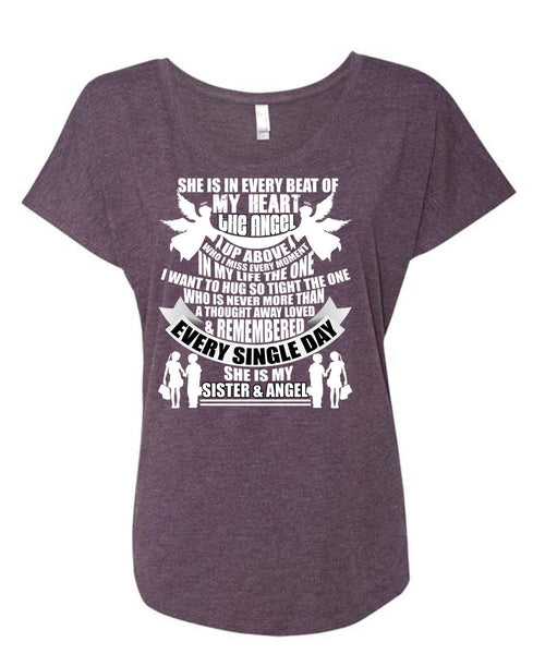 She Is My Sister And Angel T Shirt, Beat Of My Heart T Shirt, Cool Shirt (Ladies' Triblend Dolman Sleeve)