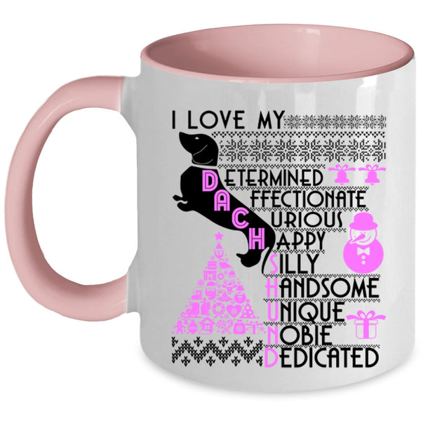 Cute Christmas Coffee Mug, I Love My Duchshund Accent Mug
