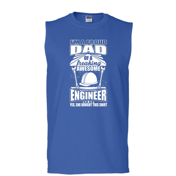 I'm A Proud Dad T Shirt, Freaking Awesome Engineer Tank Top (Men's Cotton Sleeveless)