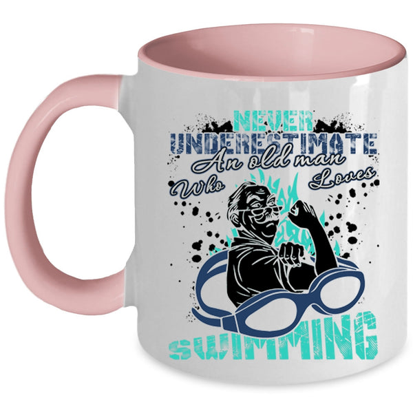 Awesome Grandpa Coffee Mug, An Old Man Loves Swimming Accent Mug