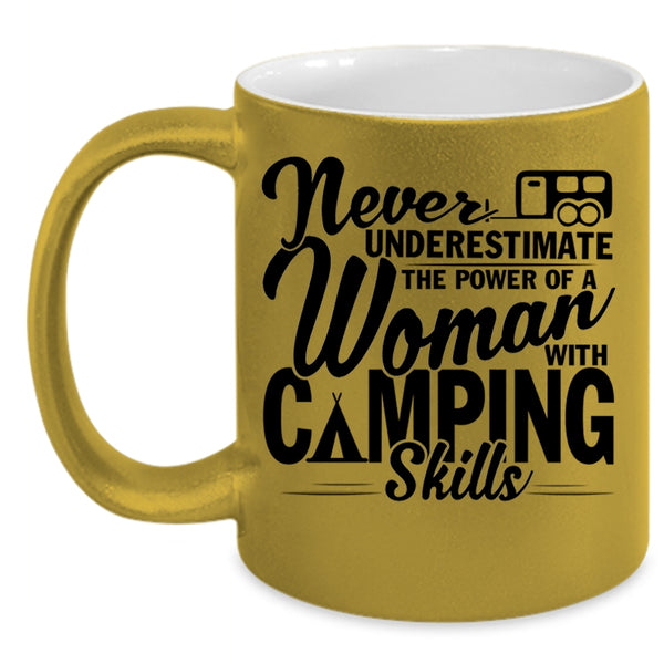 Outdoor Coffee Mug, The Power Of A Woman With Camping Skills Accent Mug