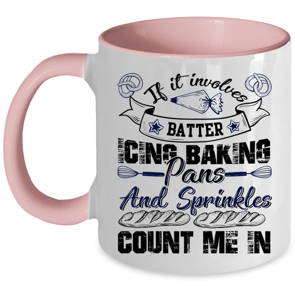 Funny Baking Coffee Mug, Batter Icing Baking Pans And Sprinkles Accent Mug