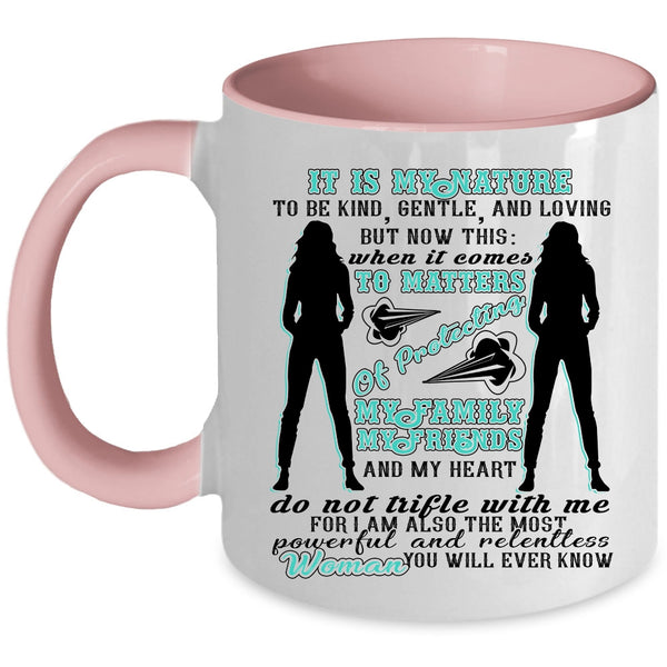Cool Woman Coffee Mug, My Family My Friends And My Heart Accent Mug