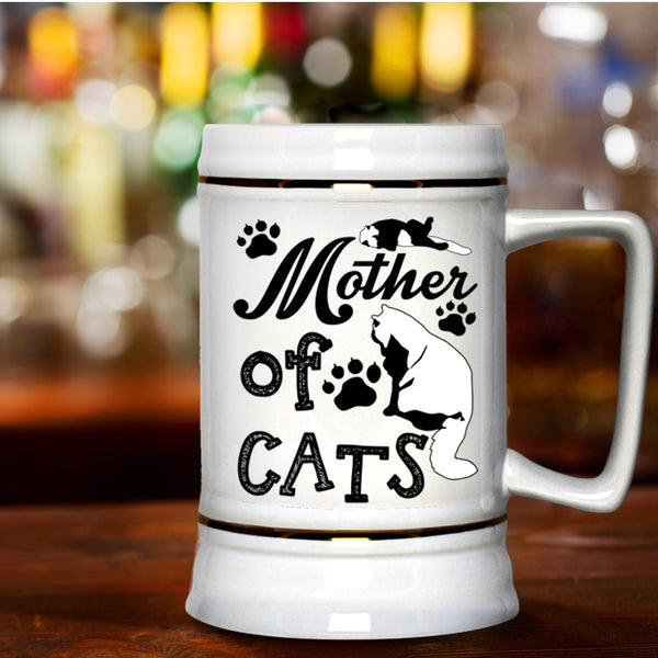 Gift For Cat Mom Beer Stein 22oz, Mother Of Cats Beer Mug