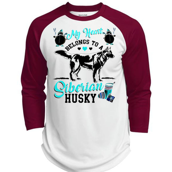 My Heart Belongs To A Siberian Husky T Shirt, I Love My Dog T Shirt, Awesome T-Shirts  (Polyester Game Baseball Jersey)