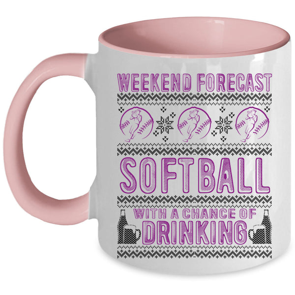 Chance Of Drinking Coffee Mug, Weekend Forecast Softball Accent Mug