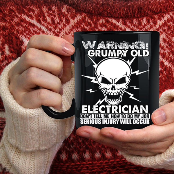 Grumpy Old Electrician Coffee Mug, Funny Gift For Grandfather Coffee Cup