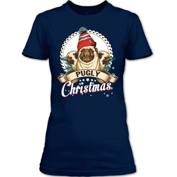 Pugly Christmas T Shirt, Coolest Pug T Shirt