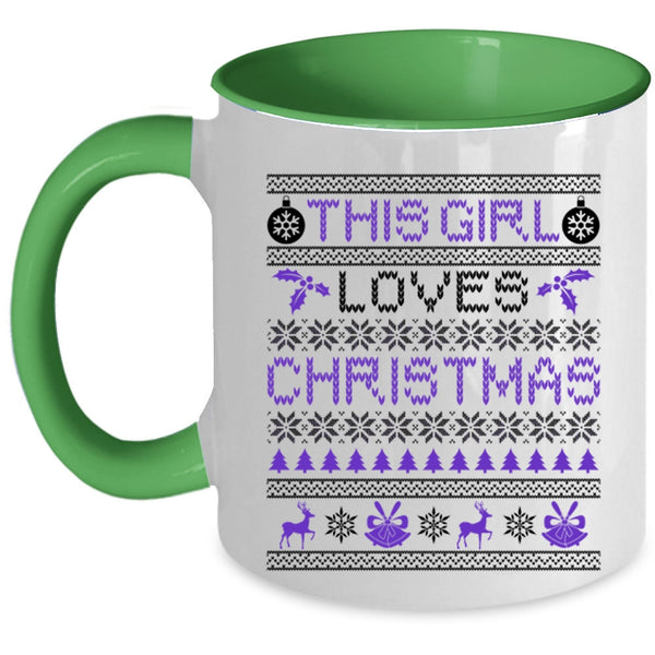 Beautiful Girls Coffee Mug, This Girl Loves Christmas Accent Mug