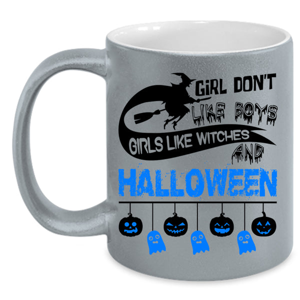 Cute Girls Coffee Mug, Girls Like Witches And Halloween Accent Mug