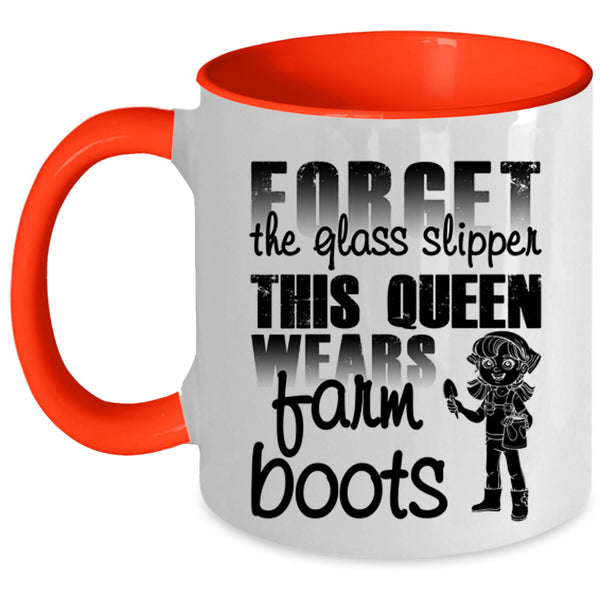 Beautiful Lady Coffee Mug, This Queen Wears Farm Boots Accent Mug