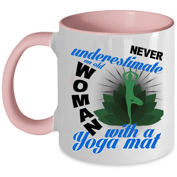 Awesome Grandma Coffee Mug, An Old Woman With A Yoga Mat Accent Mug