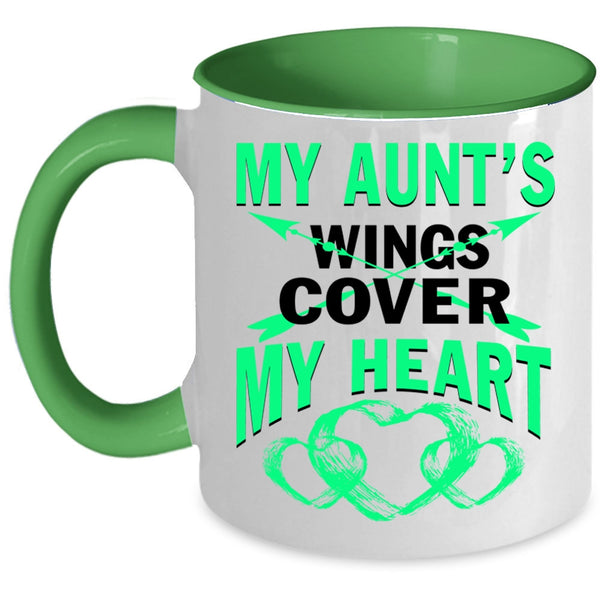 Cute Aunt Coffee Mug, My Aunt's Wings Cover My Heart Accent Mug