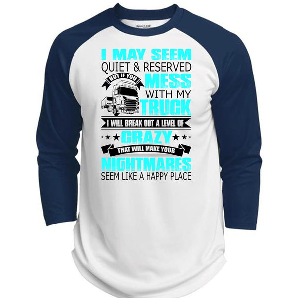Mess With My Truck T Shirt, I Love Trucking T Shirt, Awesome T-Shirts  (Polyester Game Baseball Jersey)