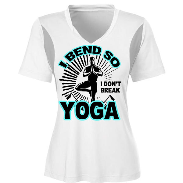 I Bend So I Don't Break Yoga T Shirt, My Favorite T Shirt, Cool Shirt (Ladies LS Heather V-Neck)
