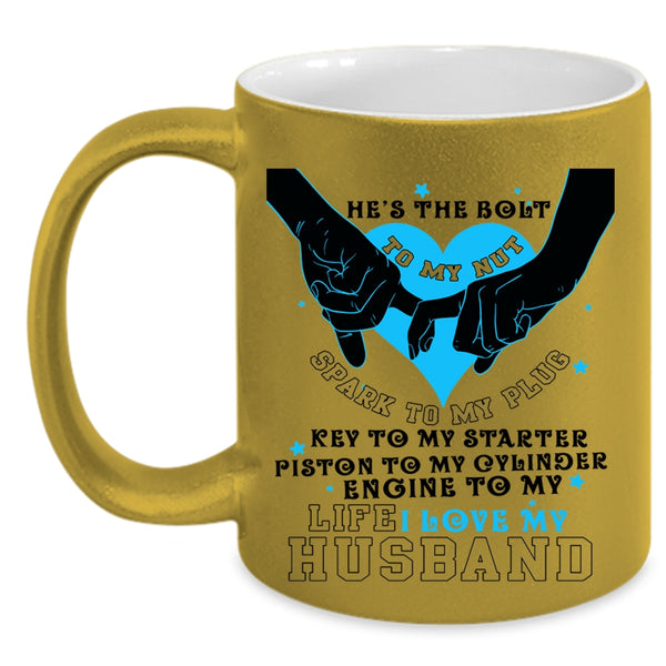 Cute Gift For Wedding Coffee Mug, I Love My Husband Accent Mug