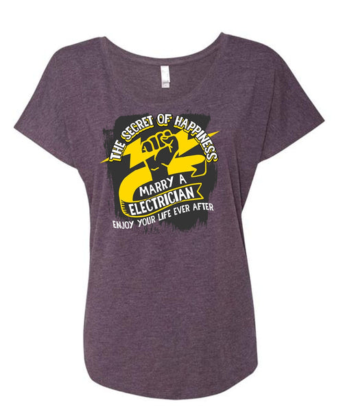 Marry A Electrician T Shirt, Being An Electrician T Shirt, Cool Shirt (Ladies' Triblend Dolman Sleeve)