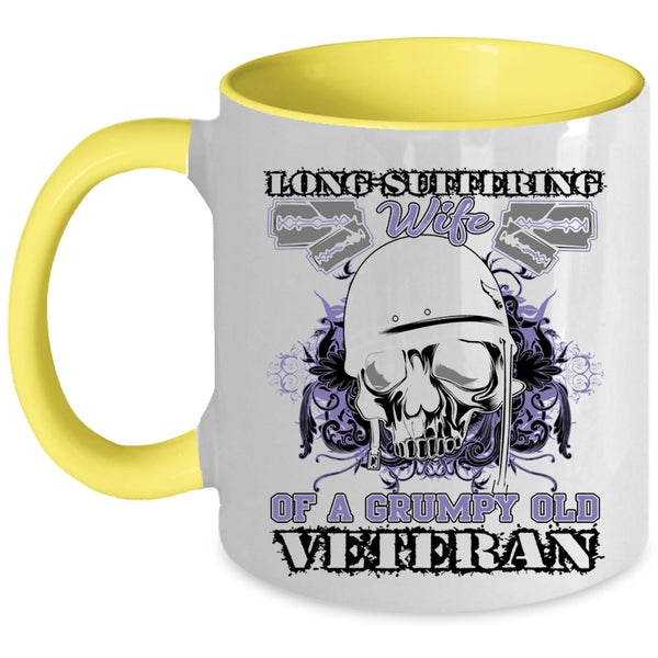 Cool Coffee Mug, Long Suffering Wife Of A Grumpy Old Veteran Accent Mug