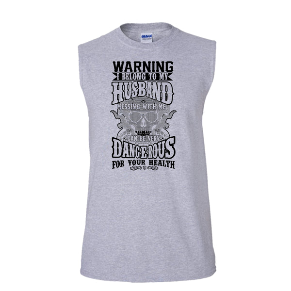 Warning I Belong To My Husband T Shirt, Coolest Husband T Shirt, Awesome t-shirts (Men's Cotton Sleeveless)