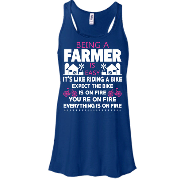 Being A Farmer Is Easy T Shirt, It's Like Riding A Bike T Shirt, Cool T Shirt