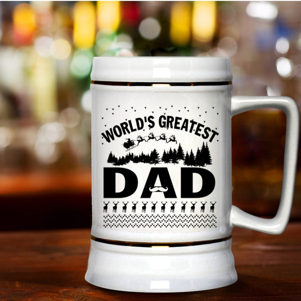 Christmas Gift For Dad Beer Stein 22oz, World's Greatest Dad Beer Mug