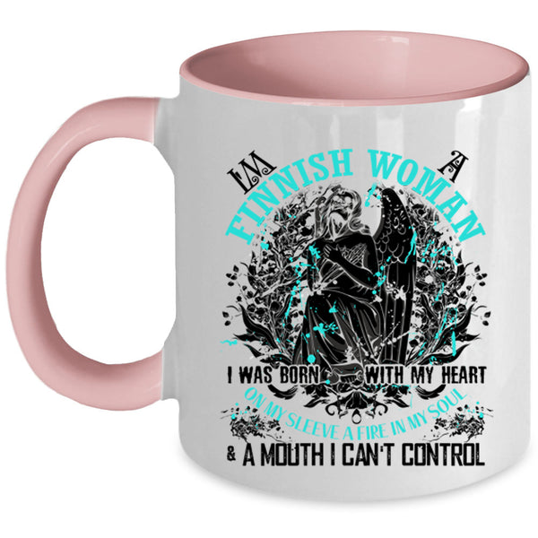 I Was Born With My Heart Coffee Mug, I'm A Finnish Woman Accent Mug