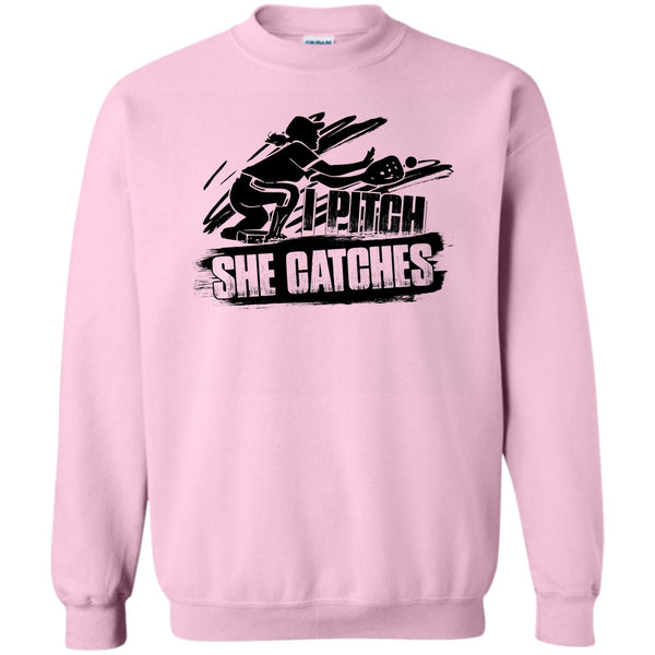 Gift For Baseball Player T Shirt, I Pitch She Catches Sweatshirt