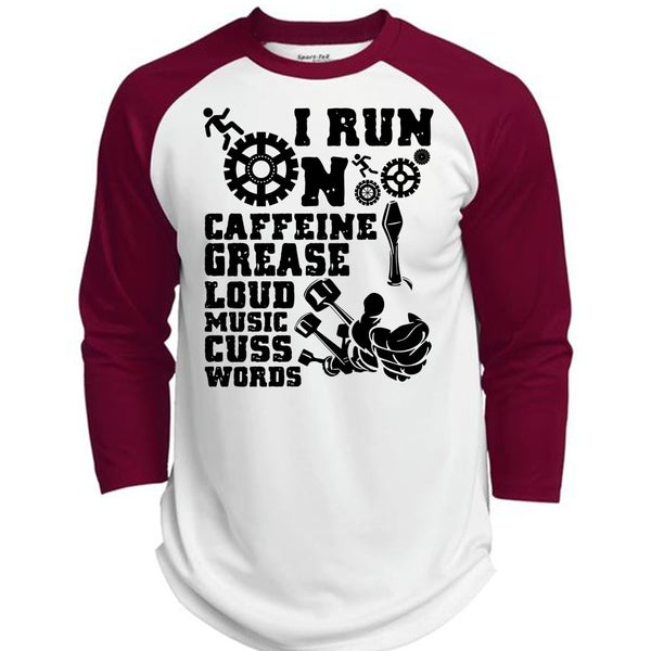 I Run On Caffeine T Shirt, I Love Mechanic T Shirt, Awesome T-Shirts  (Polyester Game Baseball Jersey)