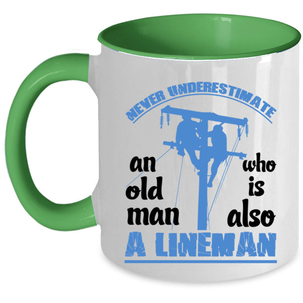 Awesome Grandpas Coffee Mug, Old Man Is A Lineman Accent Mug