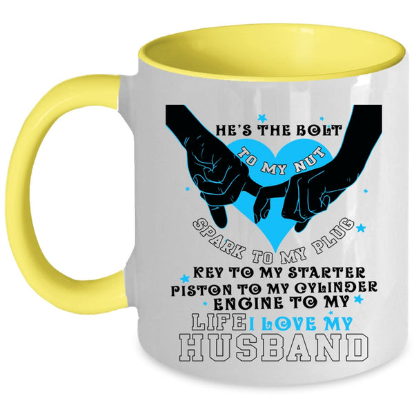 Cute Gift For Wedding Coffee Mug, I Love My Husband Accent Mug