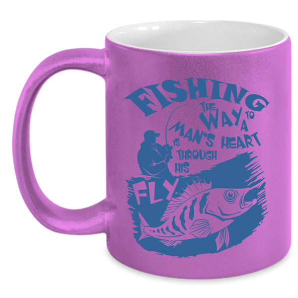 I Love Husband Coffee Mug, Fishing The Way To A Man's Heart Accent Mug