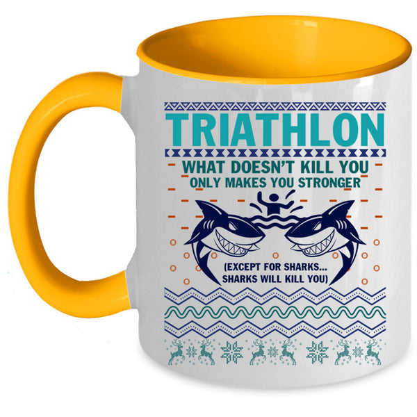 Christmas Gift For Triathlon Coffee Mug, Triathlon Accent Mug
