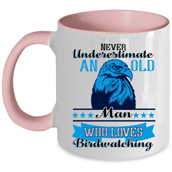 Funny Grandpa Coffee Mug, An Old Man Loves Birdwatching Accent Mug