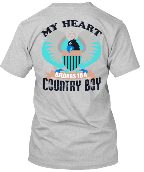 My Heart Belongs To A Country Boy T Shirt, I Love Veteran T Shirt