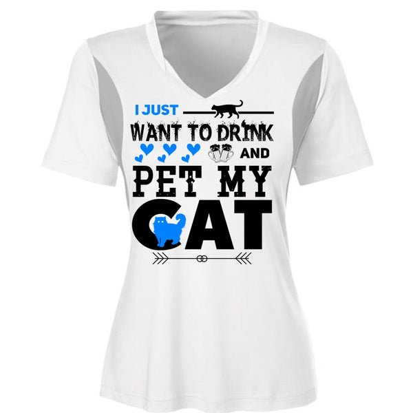 I Just Want To Drink And Pet My Cat T Shirt, I Love Cat T Shirt, Cool Pets T Shirt