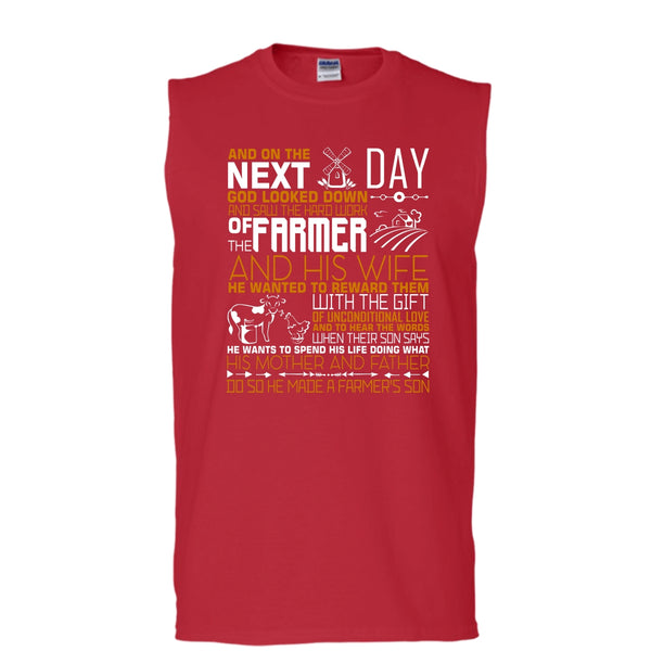The Hard Work Of The Farmer T Shirt, He Made A Farmer's Son T Shirt, Cool T Shirt (Men's Cotton Sleeveless)