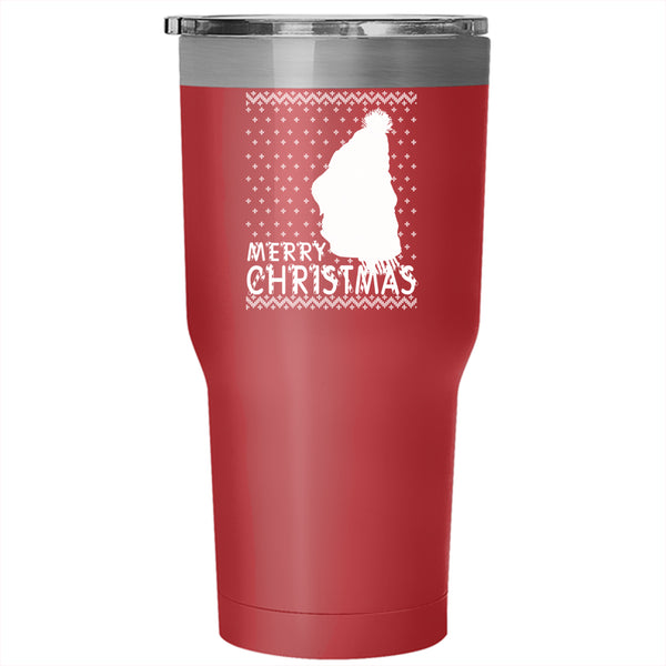 Merry Christmas Tumbler 30 oz Stainless Steel, Cute Gift For Dog Lovers Travel Mug