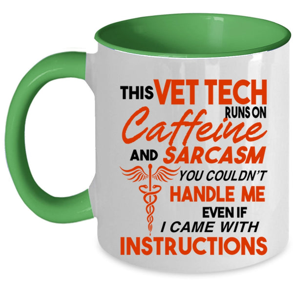 Cool Coffee Mug, This Vet Tech Runs On Caffeine Accent Mug