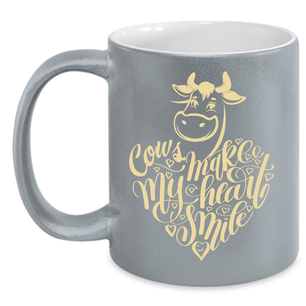 Cows Make My Heart Smile Coffee Mug, I Love Cows Coffee Cup