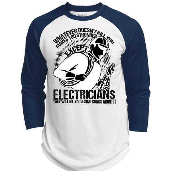 Stronger Except Electricians T Shirt, I Love Electrician T Shirt, Awesome T-Shirts  (Polyester Game Baseball Jersey)